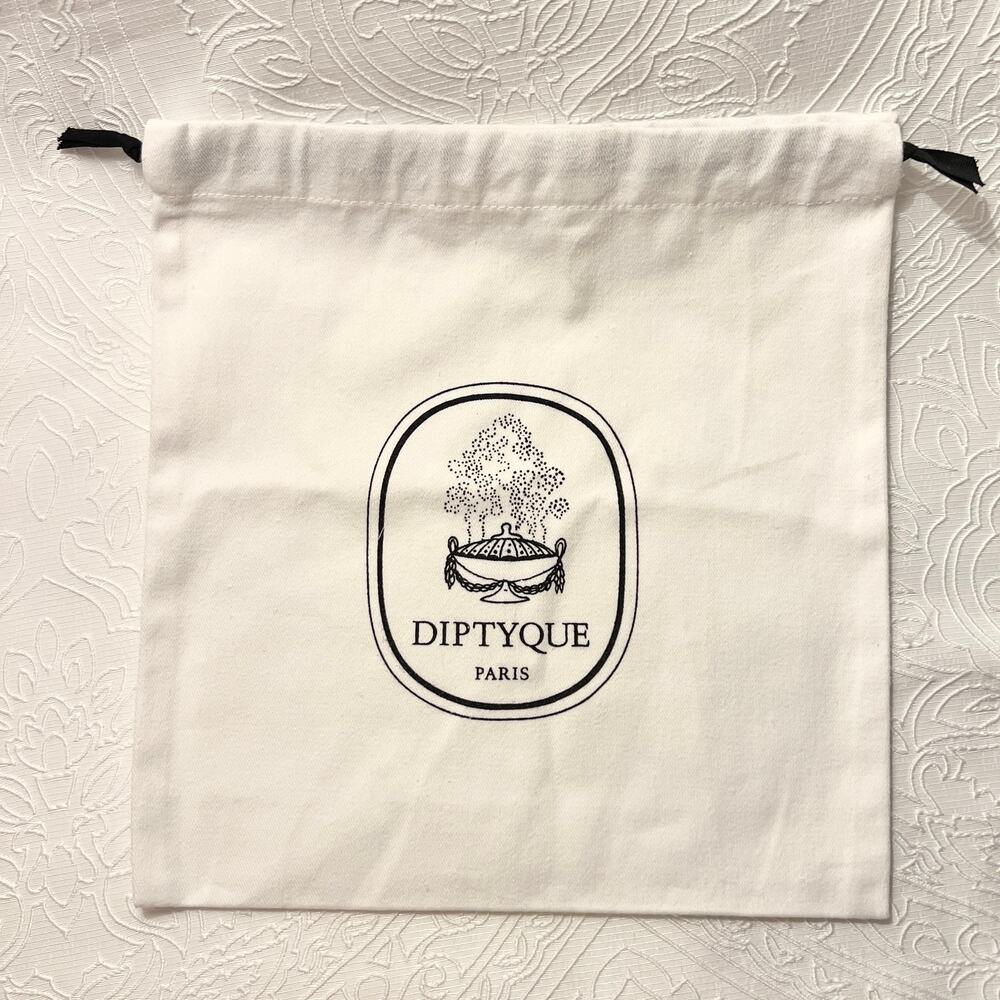 Diptyque Medium Dust Bag drawstring white and black pouch